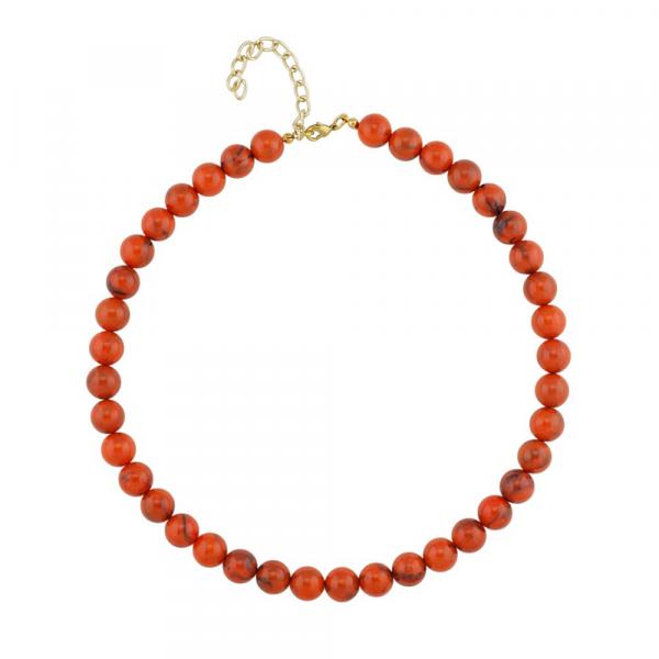Kette 10mm Rundperle orange-schwarz-marmoriert Kunststoff 45cm Kette 10mm Rundperle orange-schwarz-marmoriert Kunststoff 45cm
