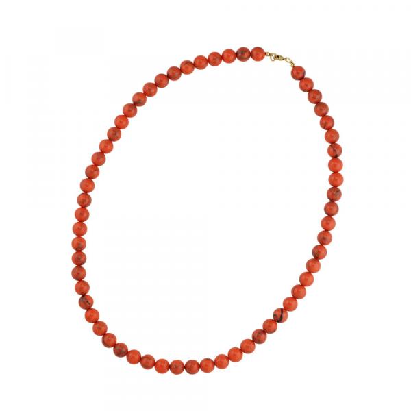 Kette 10mm Rundperle orange-schwarz-marmoriert Kunststoff 60cm