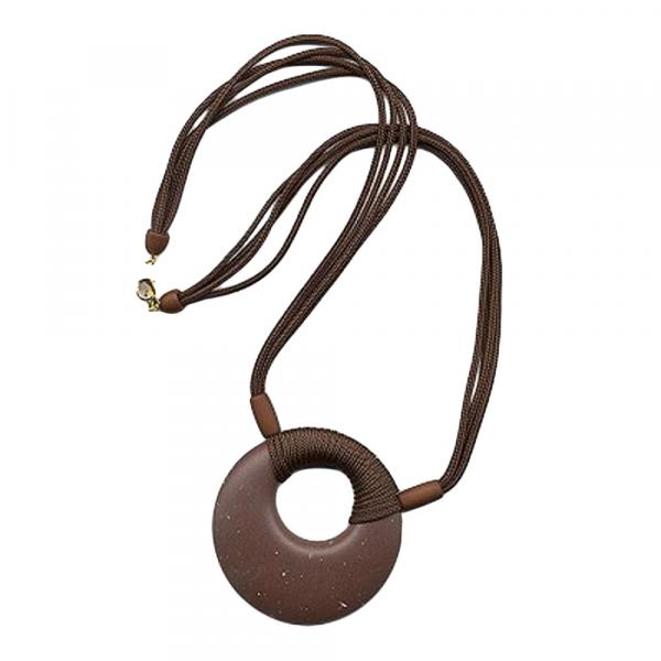 Kette Kunststoff Scheibe Amulett dunkelbraun matt 4x Kordel dunkelbraun 63cm Kette Kunststoff Scheibe Amulett dunkelbraun matt 4x Kordel dunkelbraun 63cm