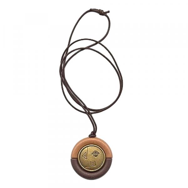 Kette 53mm Anhänger Kunststoff braunton-messingfarben Kordel braun 90cm Kette 53mm Anhänger Kunststoff braunton-messingfarben Kordel braun 90cm