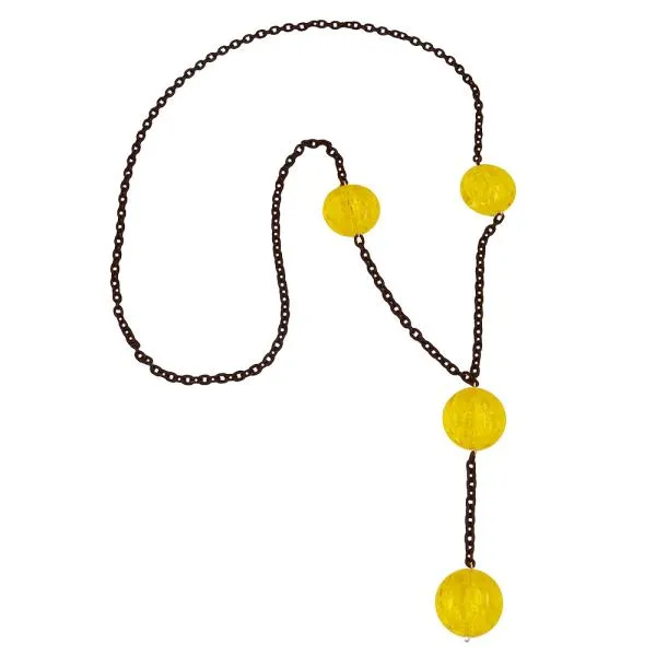 Kette Kunststoffperlen Krokoperle gelb Ankerkette Eloxal schwarz 100cm Kette Kunststoffperlen Krokoperle gelb Ankerkette Eloxal schwarz 100cm