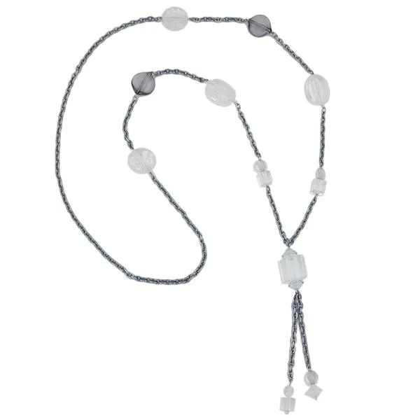 Kette Perlen und Würfel kristall Aluminium Kunststoff 95cm Kette Perlen und Würfel kristall Aluminium Kunststoff 95cm