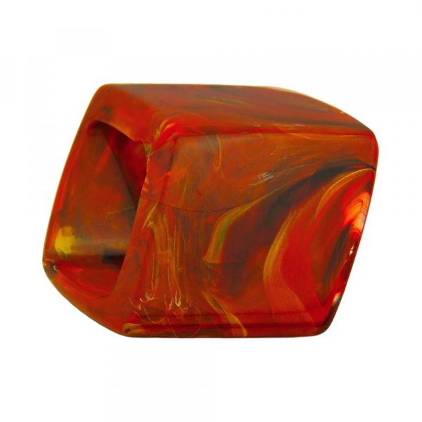 Tuchring 45x36x18mm Sechseck rot-braun-marmoriert glänzend Kunststoff