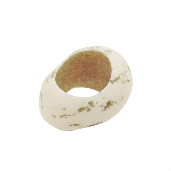 Tuchring 33x25mm Kunststoff Ringperle unrund 17mm-Loch elfenbein-grau matt Tuchring 33x25mm Kunststoff Ringperle unrund 17mm-Loch elfenbein-grau matt