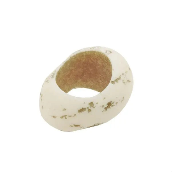 Tuchring 33x25mm Kunststoff Ringperle unrund 17mm-Loch elfenbein-grau matt Tuchring 33x25mm Kunststoff Ringperle unrund 17mm-Loch elfenbein-grau matt