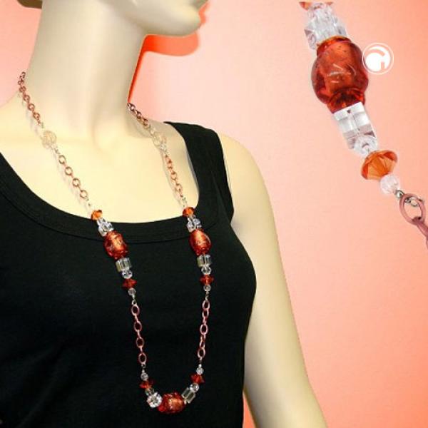 Kette, Steinperle apricot, Ankerkette Kette, Steinperle apricot, Ankerkette