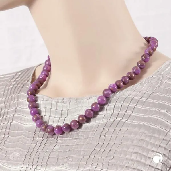 Kette 10mm Rundperle lila-marmoriert Kunststoff 45cm Kette 10mm Rundperle lila-marmoriert Kunststoff 45cm
