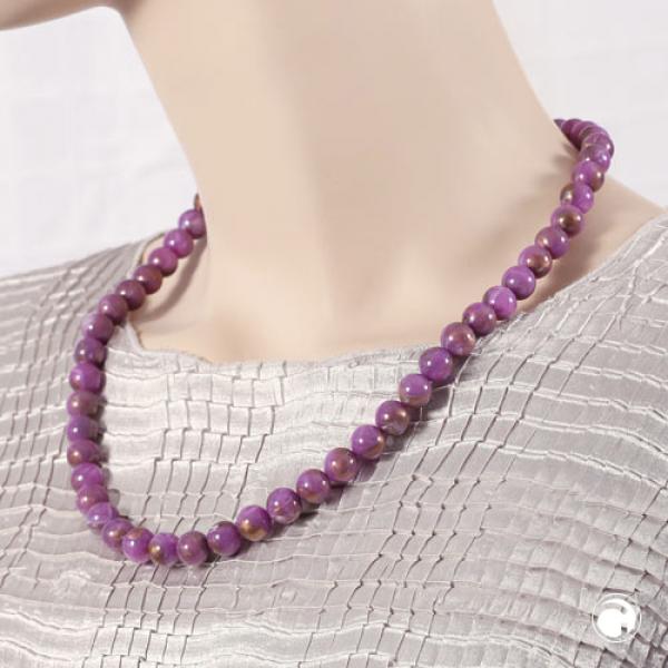 Kette 10mm Rundperle lila-marmoriert Kunststoff 50cm Kette 10mm Rundperle lila-marmoriert Kunststoff 50cm