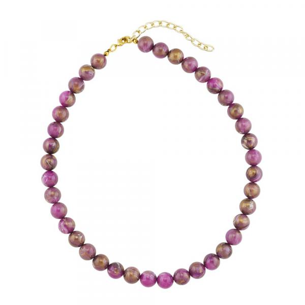 Kette 10mm Rundperle lila-marmoriert Kunststoff 50cm Kette 10mm Rundperle lila-marmoriert Kunststoff 50cm