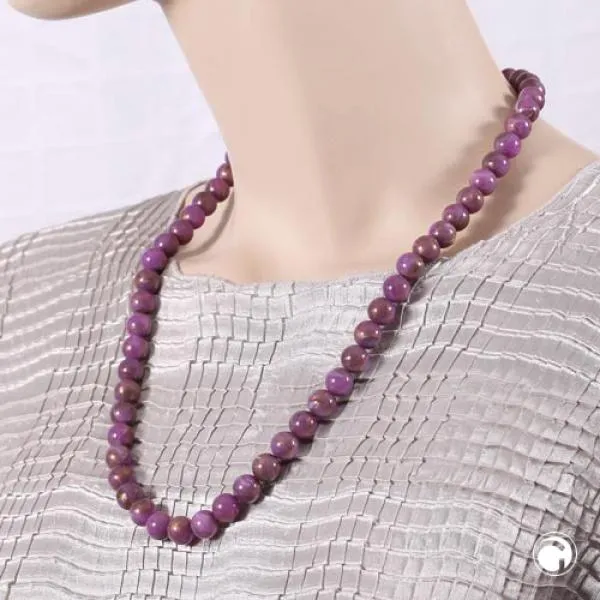 Kette 10mm Rundperle lila-marmoriert Kunststoff 60cm Kette 10mm Rundperle lila-marmoriert Kunststoff 60cm