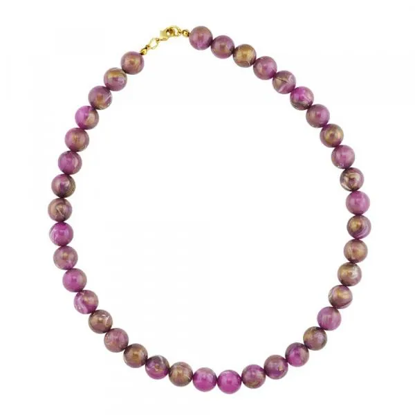 Kette 10mm Rundperle lila-marmoriert Kunststoff 60cm Kette 10mm Rundperle lila-marmoriert Kunststoff 60cm