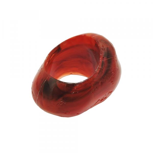 Tuchring 33x25mm Kunststoff Ringperle unrund 17mm-Loch rot-marmoriert glänzend Tuchring 33x25mm Kunststoff Ringperle unrund 17mm-Loch rot-marmoriert glänzend