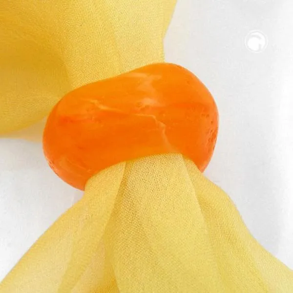 Tuchring 28x19mm Kunststoff Ringperle unrund 17mm-Loch orange matt Tuchring 28x19mm Kunststoff Ringperle unrund 17mm-Loch orange matt