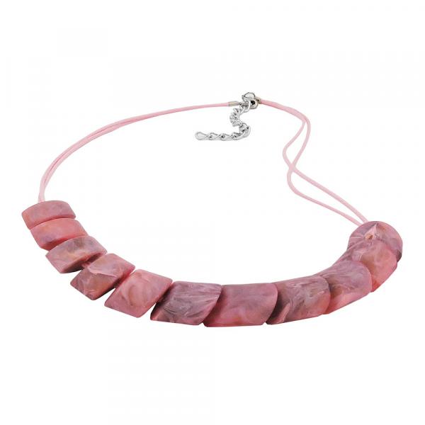 Kette Schrägperle Kunststoff rosa-marmoriert-matt Kordel rosa 45cm Kette Schrägperle Kunststoff rosa-marmoriert-matt Kordel rosa 45cm