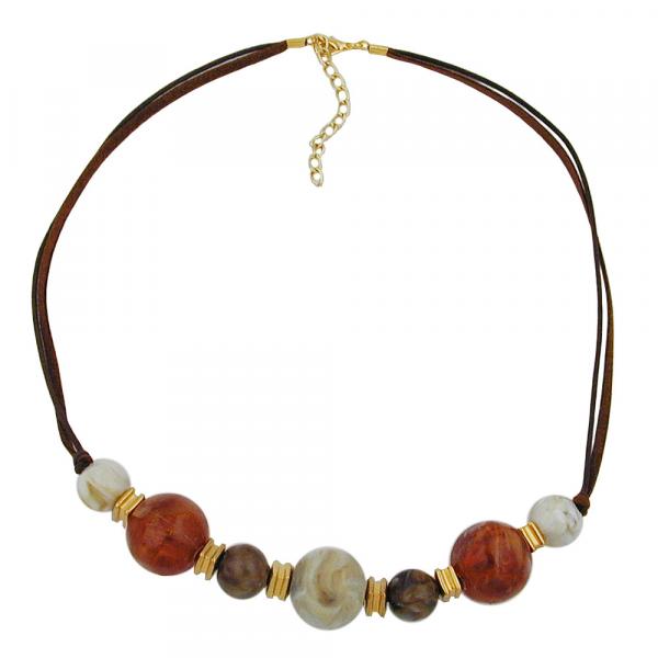 Kette Kunststoffperlen natur-braun-karamel-goldfarben Kordel braun 55cm Kette Kunststoffperlen natur-braun-karamel-goldfarben Kordel braun 55cm