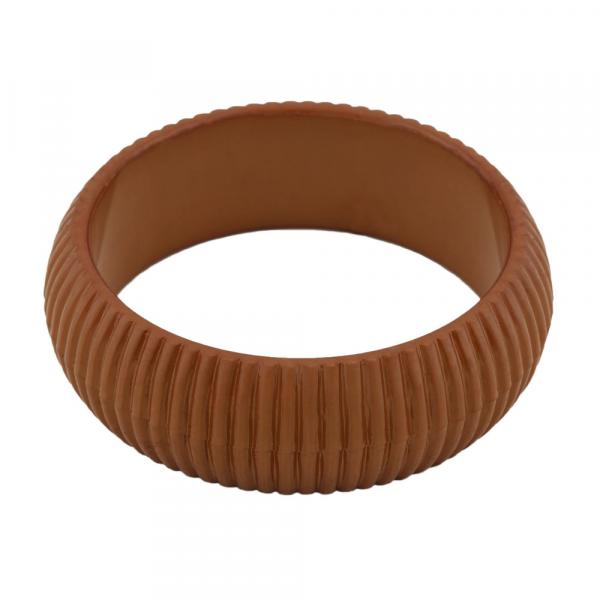 Armreif 85x26mm hellbraun Rillenstruktur Kunststoff Armreif 85x26mm hellbraun Rillenstruktur Kunststoff
