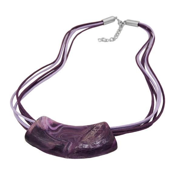 Kette 54x19mm Anhänger Rohr flach gebogen dunkellila-weiß-marmoriert glänzend Kunststoff 45cm Kette 54x19mm Anhänger Rohr flach gebogen dunkellila-weiß-marmoriert glänzend Kunststoff 45cm