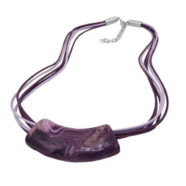 Kette 54x19mm Anhänger Rohr flach gebogen dunkellila-weiß-marmoriert glänzend Kunststoff 45cm Kette 54x19mm Anhänger Rohr flach gebogen dunkellila-weiß-marmoriert glänzend Kunststoff 45cm