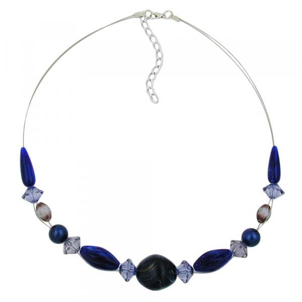 Kette Drahtkette blau-gold-marmoriert Kunststoffperlen 45cm Kette Drahtkette blau-gold-marmoriert Kunststoffperlen 45cm