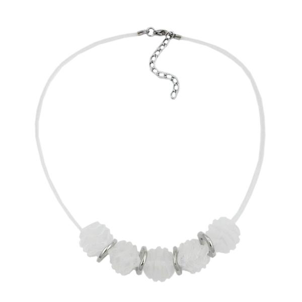 Kette Spiralperle weiß-matt silberglänzend Kunststoffperlen mit Silikonschnur weiß 45cm Kette Spiralperle weiß-matt silberglänzend Kunststoffperlen mit Silikonschnur weiß 45cm