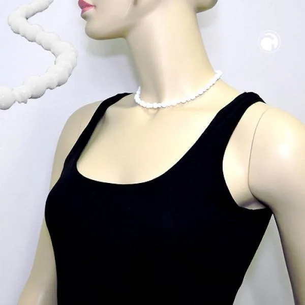 Kette 2 verschiedene Kunststoffperlen im Wechsel weiß-glänzend 40cm Kette 2 verschiedene Kunststoffperlen im Wechsel weiß-glänzend 40cm