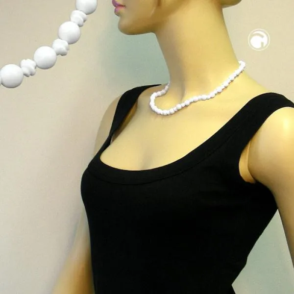 Kette 2 verschiedene Kunststoffperlen im Wechsel weiß-glänzend 45cm Kette 2 verschiedene Kunststoffperlen im Wechsel weiß-glänzend 45cm