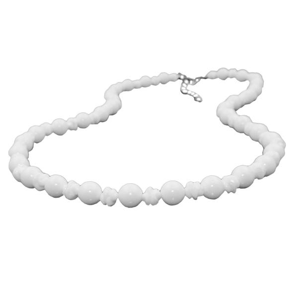 Kette 2 verschiedene Kunststoffperlen im Wechsel weiß-glänzend 50cm Kette 2 verschiedene Kunststoffperlen im Wechsel weiß-glänzend 50cm