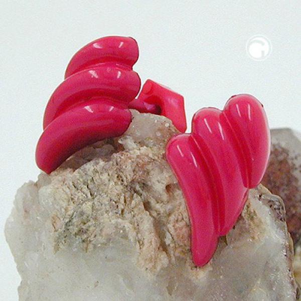 Ohrstecker Ohrring 8x15mm Bogen Schweif gerillt pink-glänzend Kunststoff Vollplastik