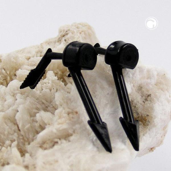 Ohrstecker Ohrring 5x20mm Pfeil 2-teilig schwarz-glänzend Kunststoff Vollplastik
