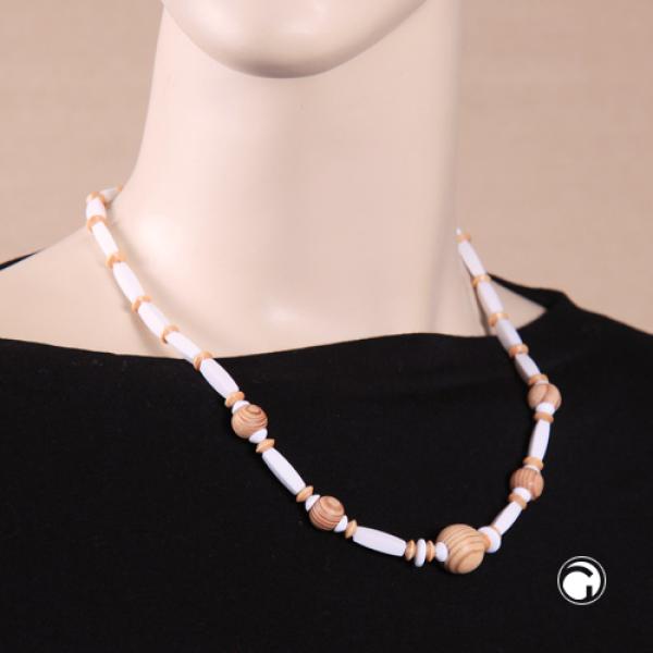 Kette 11x4mm Kunststoff Perlen weiß helle Holzperlen finnische Tanne 50cm Kette 11x4mm Kunststoff Perlen weiß helle Holzperlen finnische Tanne 50cm