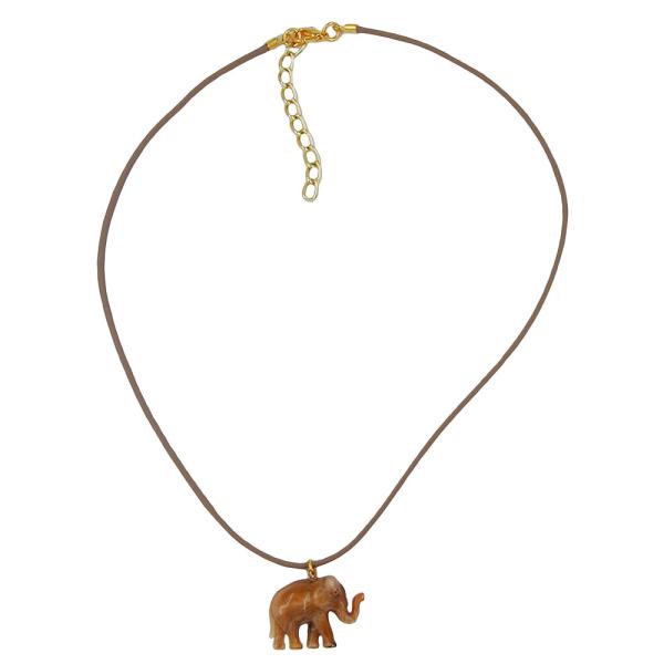 Kette 23x17x9mm Elefant mini Kunststoff hellbraun-glänzend Kordel braun 40cm Kette 23x17x9mm Elefant mini Kunststoff hellbraun-glänzend Kordel braun 40cm