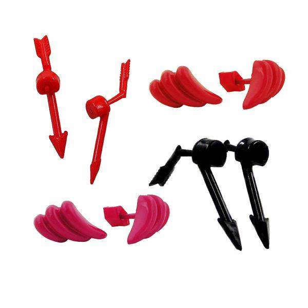 Set 4x Ohrstecker Modeschmuck pink rot schwarz aus Vollplastik Set 4x Ohrstecker Modeschmuck pink rot schwarz aus Vollplastik