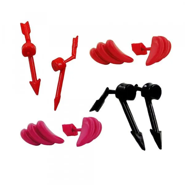Set 4x Ohrstecker Modeschmuck pink rot schwarz aus Vollplastik Set 4x Ohrstecker Modeschmuck pink rot schwarz aus Vollplastik