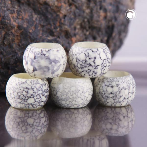 Set mit 5 Tuchringen 22x15mm Kunststoff beige/grau-ton mit Muster Set mit 5 Tuchringen 22x15mm Kunststoff beige/grau-ton mit Muster