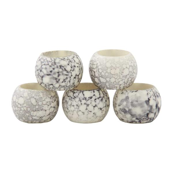 Set mit 5 Tuchringen 22x15mm Kunststoff beige/grau-ton mit Muster Set mit 5 Tuchringen 22x15mm Kunststoff beige/grau-ton mit Muster