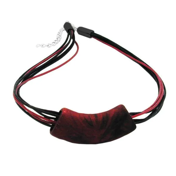Kette 54x19mm Anhänger Rohr flach gebogen rot-metallic-marmoriert matt Kunststoff 45cm Kette 54x19mm Anhänger Rohr flach gebogen rot-metallic-marmoriert matt Kunststoff 45cm