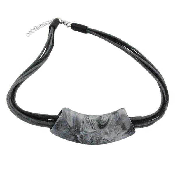 Kette 54x19mm Anhänger Rohr flach gebogen grau-schwarz-marmoriert matt Kunststoff 45cm Kette 54x19mm Anhänger Rohr flach gebogen grau-schwarz-marmoriert matt Kunststoff 45cm