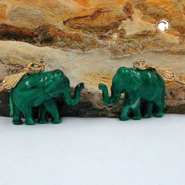 Ohrbrisur Ohrhänger Ohrringe 37x23mm goldfarben Elefant mini grün-marmoriert Kunststoff Ohrbrisur Ohrhänger Ohrringe 37x23mm goldfarben Elefant mini grün-marmoriert Kunststoff