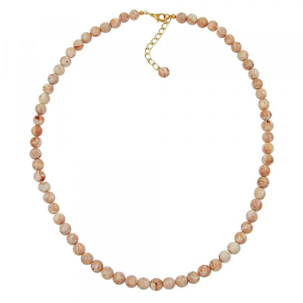 Kette, Perle 8mm, beige-marmor