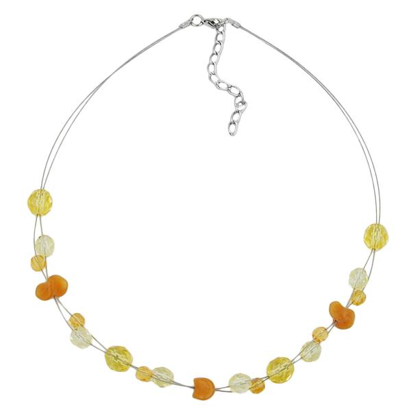 Kette Drahtkette mit Glasperlen gelb-orange-transparent 44cm