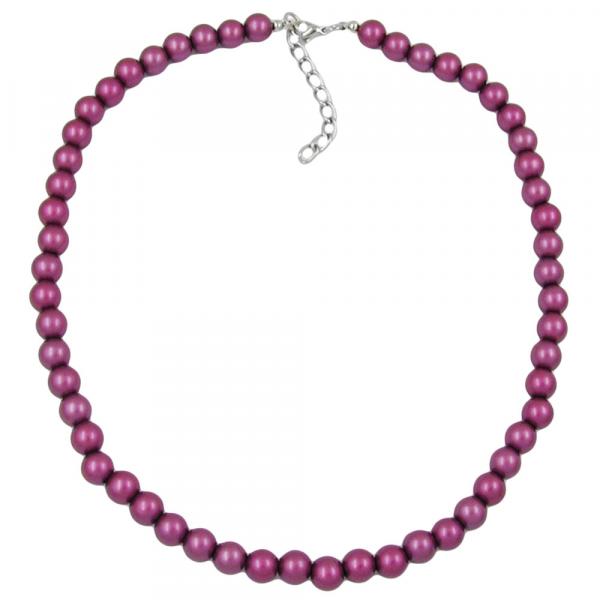 Kette, Perlen 8mm, lila-wachs