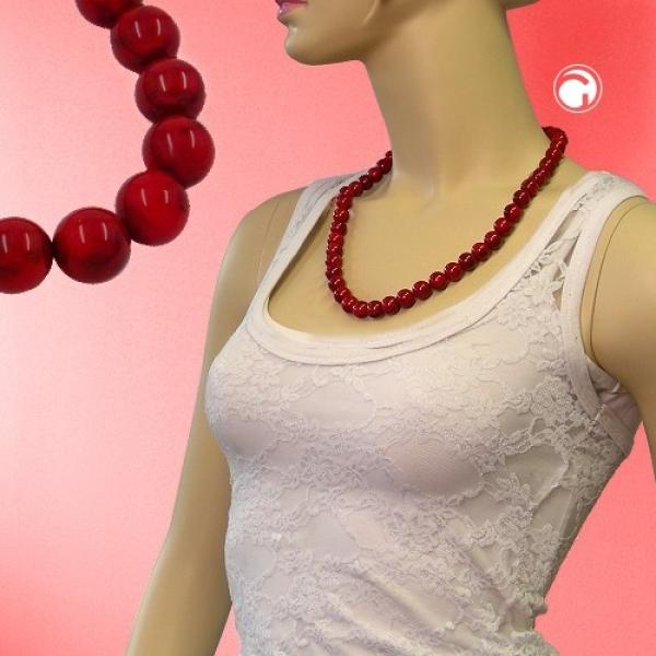 Kette 10mm Kunststoffperlen johannisbeerrot-marmoriert 55cm Kette 10mm Kunststoffperlen johannisbeerrot-marmoriert 55cm