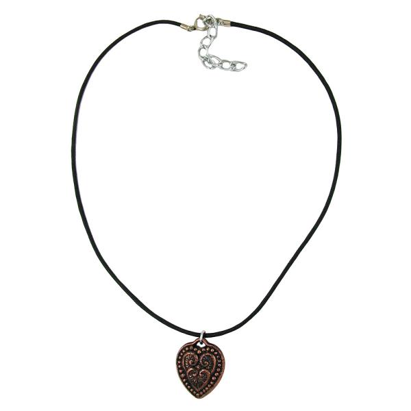 Kette Kunststoffperle Ritterherz altkupferfarben Kordel schwarz 45cm Kette Kunststoffperle Ritterherz altkupferfarben Kordel schwarz 45cm