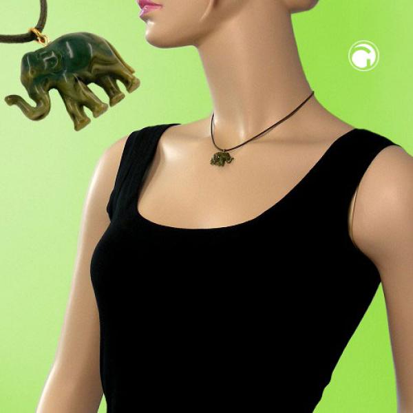 Kette 23x17x9mm Elefant mini Kunststoff oliv-marmoriert glänzend Kordel oliv 40cm Kette 23x17x9mm Elefant mini Kunststoff oliv-marmoriert glänzend Kordel oliv 40cm