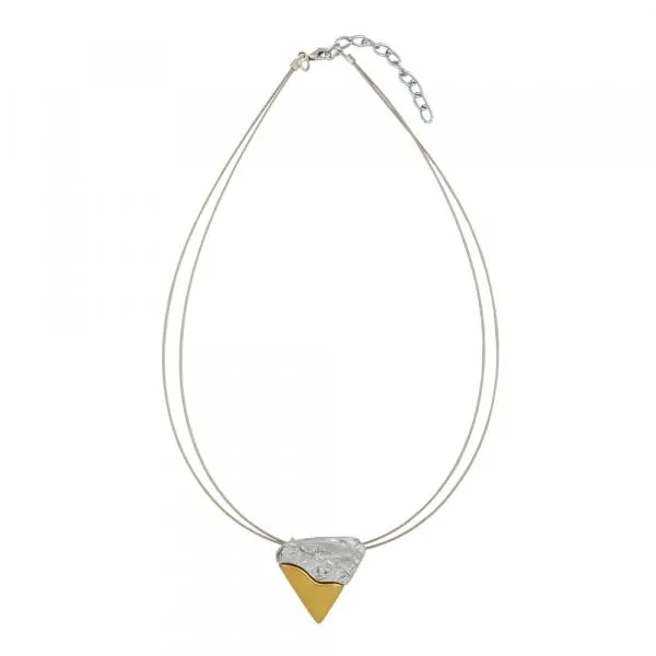 Kette 30x30x5mm Metall Anhänger Dreieck bicolor Draht 42cm