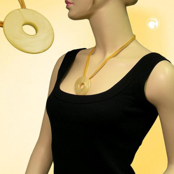 Kette 53mm Scheibe Kunststoff seidig-gelb-marmoriert 50cm Kette 53mm Scheibe Kunststoff seidig-gelb-marmoriert 50cm