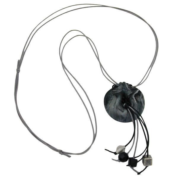 Kette 52mm Kunststoff Anhänger Amulett grau marmoriert Kordel grau 100cm Kette 52mm Kunststoff Anhänger Amulett grau marmoriert Kordel grau 100cm