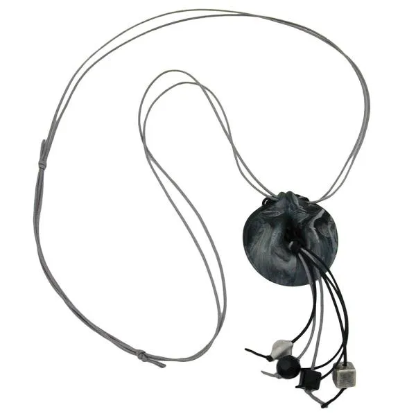 Kette 52mm Kunststoff Anhänger Amulett grau marmoriert Kordel grau 100cm Kette 52mm Kunststoff Anhänger Amulett grau marmoriert Kordel grau 100cm