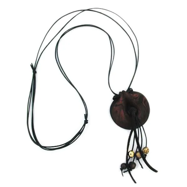Kette 52mm Anhänger Amulett Kunststoff braun-schwarz-marmoriert matt Kordel braun 100cm Kette 52mm Anhänger Amulett Kunststoff braun-schwarz-marmoriert matt Kordel braun 100cm