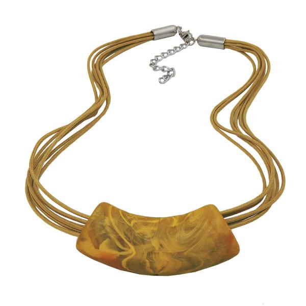 Kette 54x19mm Anhänger Rohr flach gebogen oliv-gelb-marmoriert matt Kunststoff 45cm Kette 54x19mm Anhänger Rohr flach gebogen oliv-gelb-marmoriert matt Kunststoff 45cm